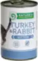 Canned pet food for junior cats with turkey and rabbit