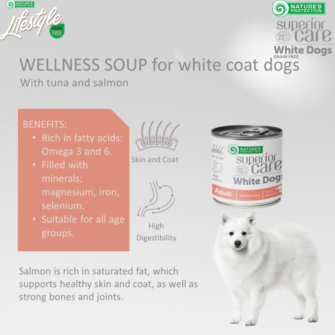 White Dogs complementary feed - soup for adult dogs of all breeds with salmon and tuna - 4