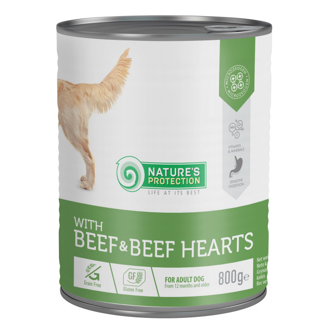 comida en lata para perros adultos con carne y corazones de ternera - 0