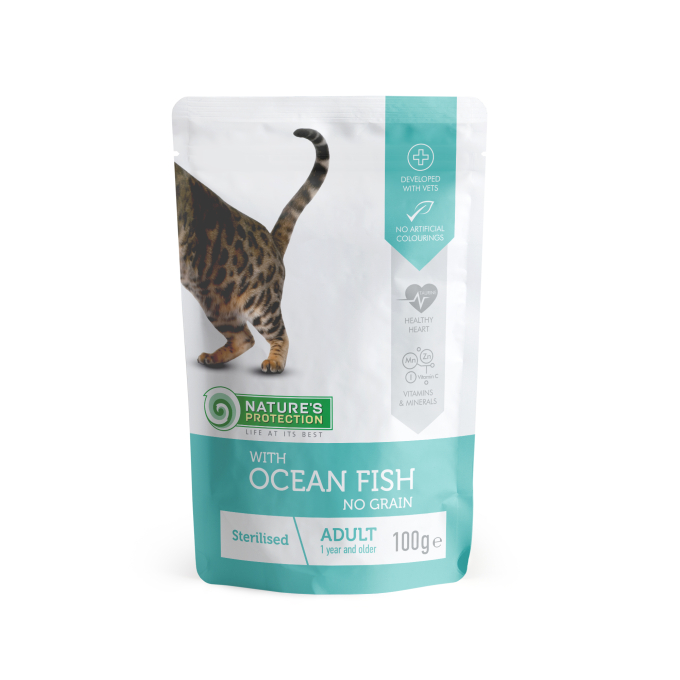 blikvoer voor gesteriliseerde volwassen katten met oceaanvissen - 0