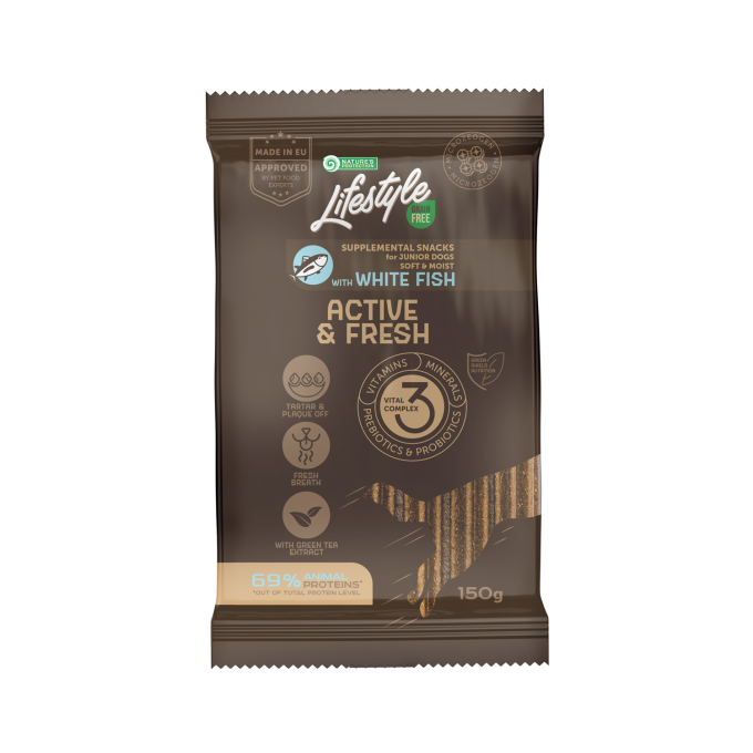 mangime complementare senza cereali - snack per cani giovani con pesce bianco - 0
