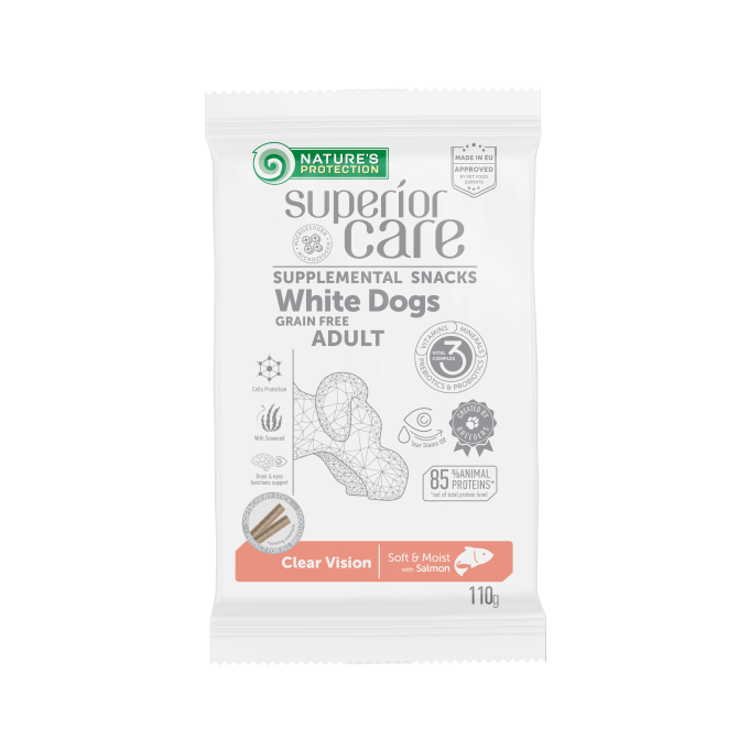 snack con salmone per cani adulti con pelo bianco e chiaro - 0
