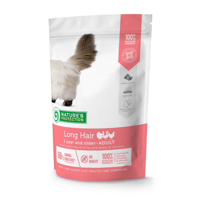 droogvoer voor volwassen langharige katten met gevogelte - 0