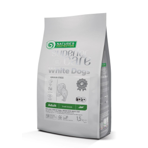 dry grain free food for adult dogs of small breeds with white coat, with insect 