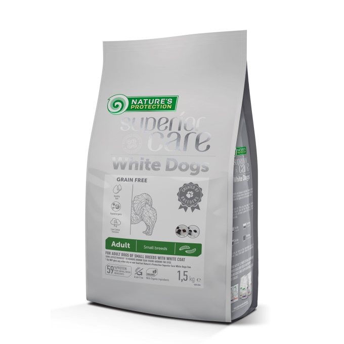 dry grain free food for adult dogs of small breeds with white coat, with insect  - 0