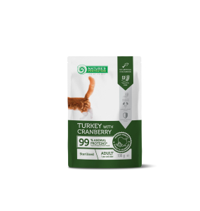 blikvoer met kalkoen en cranberry voor volwassen gesteriliseerde katten