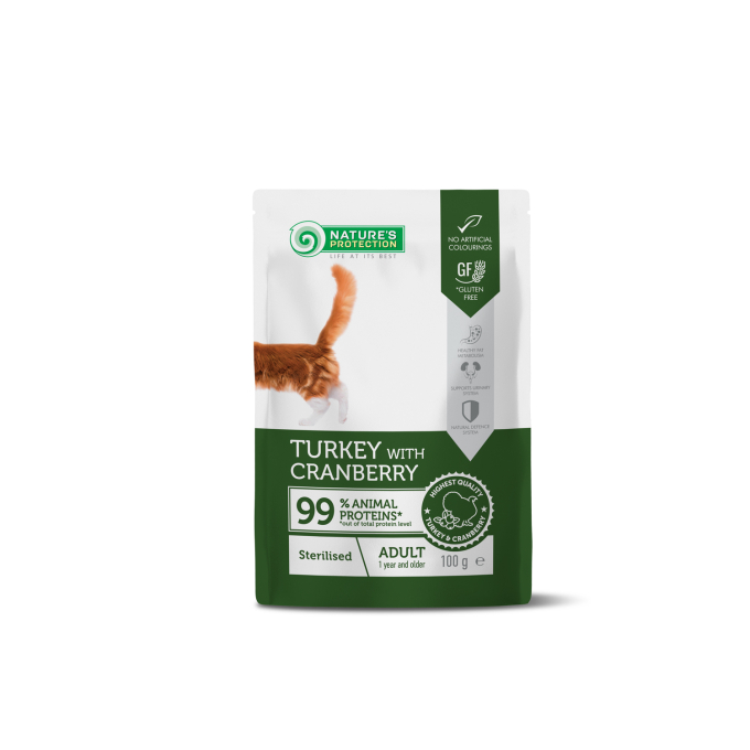 dosenfutter mit Truthahn und Cranberry für ausgewachsene sterilisierte Katzen - 0