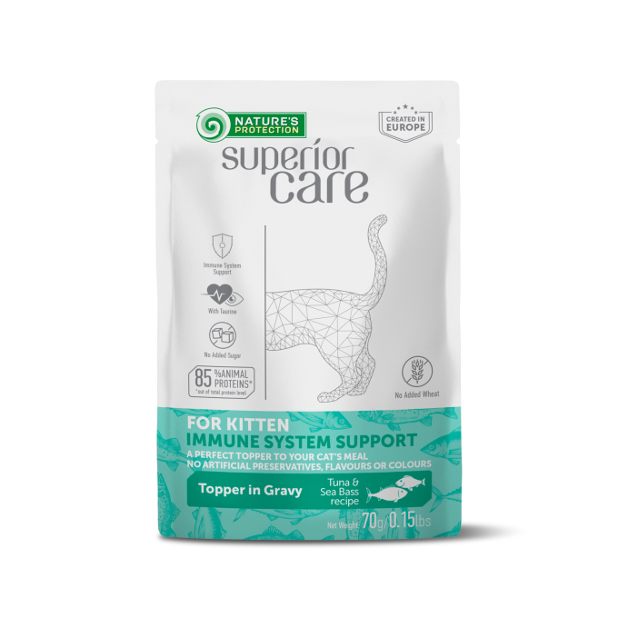 complemento alimenticio húmedo con atún y lubina para el sistema inmunitario de gatitos de todas las razas - 0