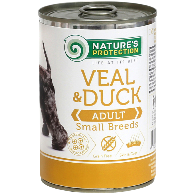 canned pet food for adult dogs with veal and duck