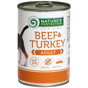 canned pet food for adult dogs with beef and turkey