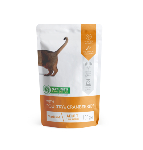 blikvoer voor gesteriliseerde katten met gevogelte en veenbessen