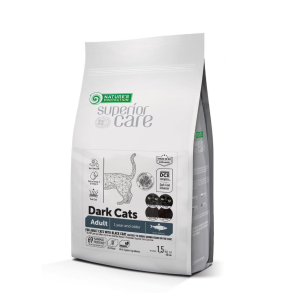 droogvoer zonder granen met haring voor volwassen katten van alle rassen met donkere vacht