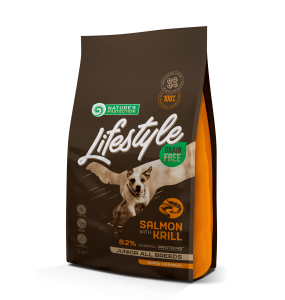 droogvoer zonder granen voor jonge honden van alle rassen met zalm en krill