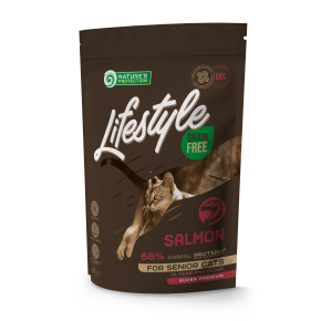 droogvoer zonder granen voor senior katten met zalm