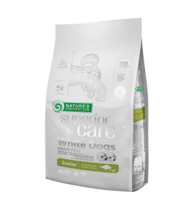 aliment sec sans céréales pour chiens de petite et mini race à pelage blanc, avec poisson blanc