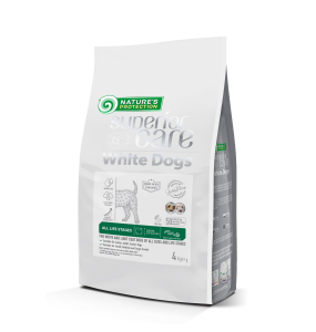 dry pet food with insect for dogs of all sizes and life stages with white coat