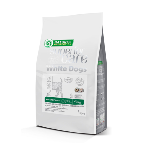 dry pet food with insect for dogs of all sizes and life stages with white coat