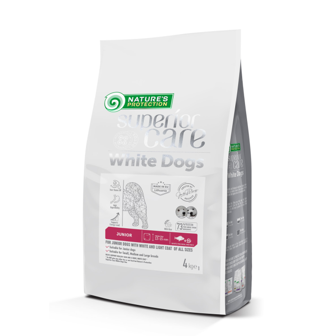 dry pet food with white fish for growing dogs of all sizes with white coat - 0