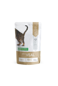 Indoor canned pet food for adult cats with veal