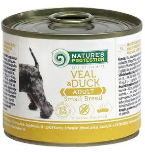 canned pet food for adult dogs with veal and duck