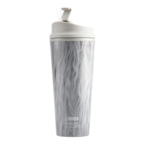 plastic water bottle, with white coat illustration and straw