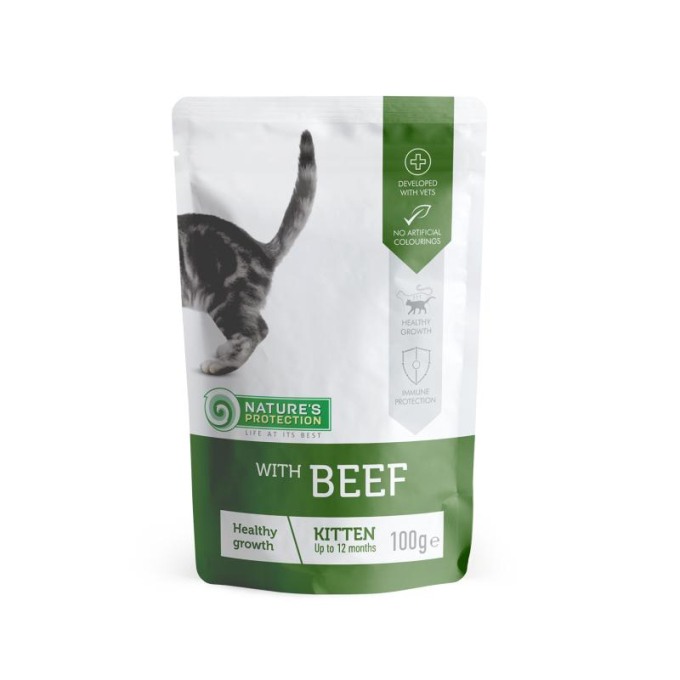 canned pet food for junior cats with beef - 0