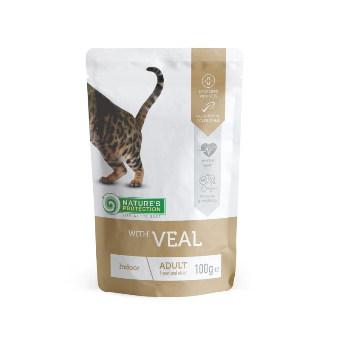 Indoor canned pet food for adult cats with veal - 0
