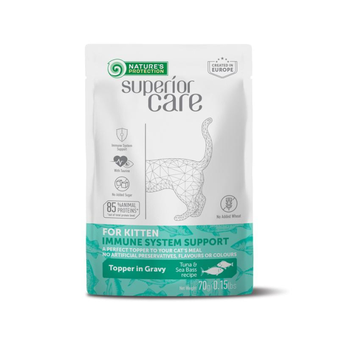 wet food supplement with tuna and sea bass for the immune system support of kitten of all breeds - 0