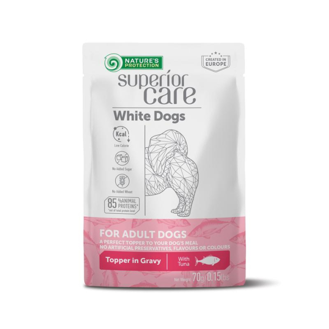 wet food supplement with tuna for adult white-coated dogs of all breeds - 0