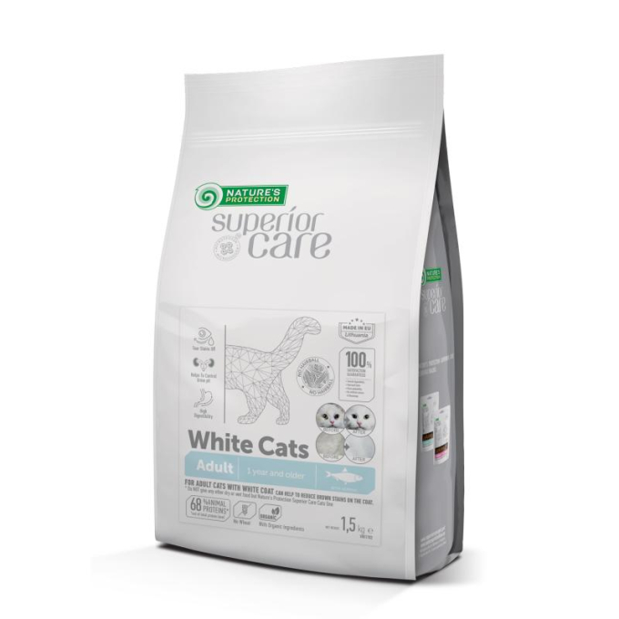 White Cats Grain Free Herring Adult All Breeds, dry grain free pet food with herring for adult all breed cats with white coat - 0