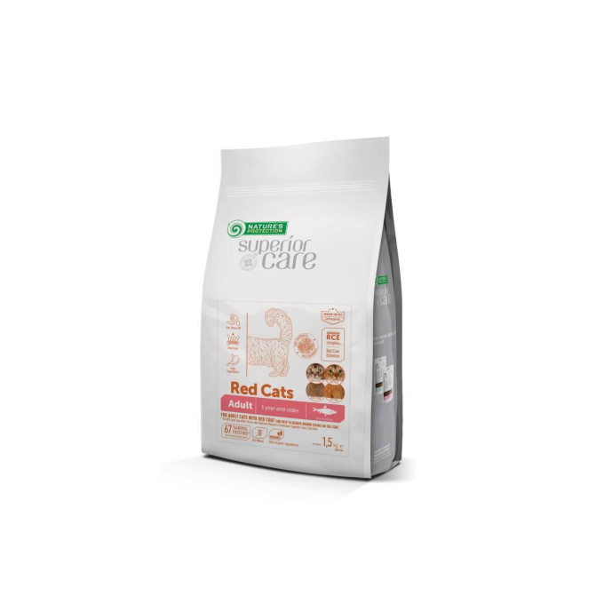 droogvoer zonder granen met haring voor volwassen katten van alle rassen met rode vacht - 1