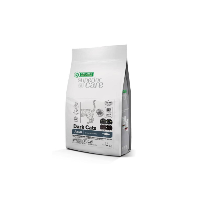 nourriture sèche sans céréales avec hareng pour chats adultes de toutes races au pelage foncé - 1