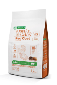 dry grain free food for adult dogs of small breeds with red coat, with lamb 