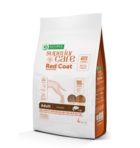dry grain free food for adult dogs of all breeds with red coat, with salmon