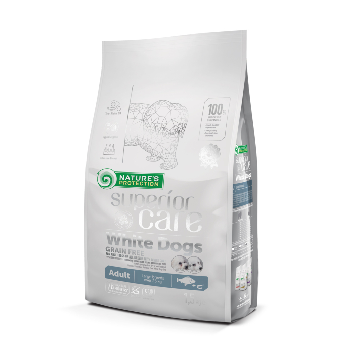 dry food with white fish for adult dogs of large breeds with white coat - 0