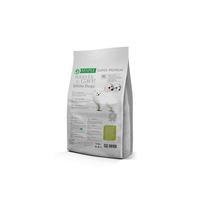 droogvoer zonder granen voor kleine en mini rashonden met witte vacht, met witte vis - 1