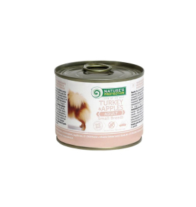 canned pet food for adult small breed dogs with turkey and apples