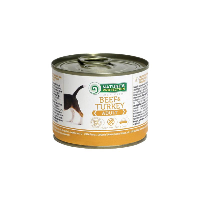 canned pet food for adult dogs with beef and turkey - 0