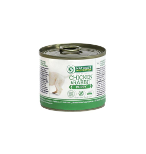 canned pet food for junior dogs with chicken and rabbit