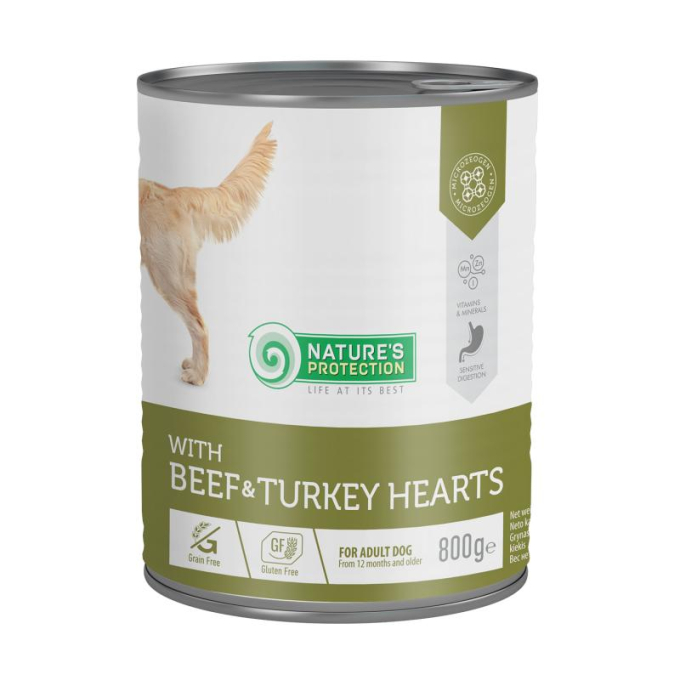 canned pet food for adult dogs with beef and turkey hearts - 0