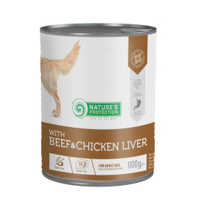 canned pet food for adult dogs with beef and chicken liver