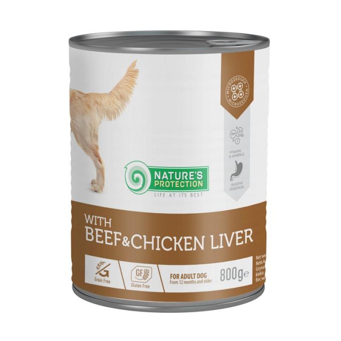 canned pet food for adult dogs with beef and chicken liver - 0