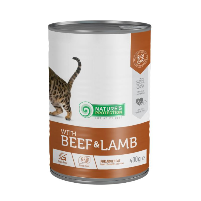 canned pet food for adult cats with beef and lamb - 0