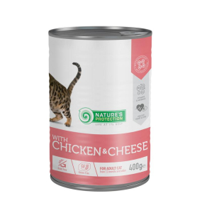 canned pet food for adult cats with chicken and cheese