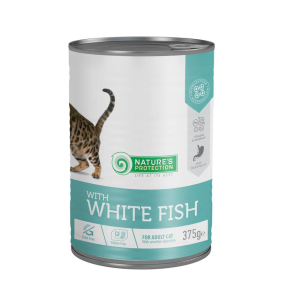 canned pet food for adult cats with white fish