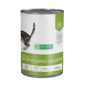 canned pet food for junior cats with beef and turkey hearts