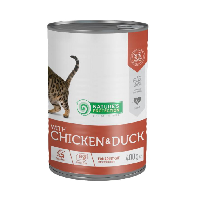canned pet food for sterilised adult cats with chicken and duck - 0