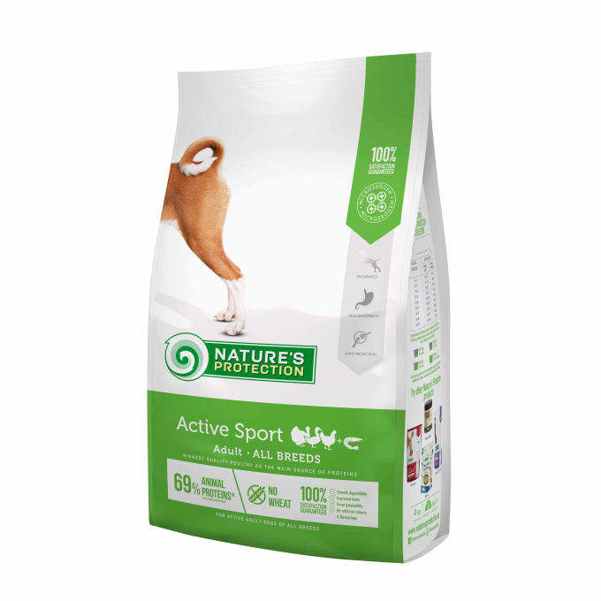 dry food for active adult dogs of all breeds with poultry and krill - 0