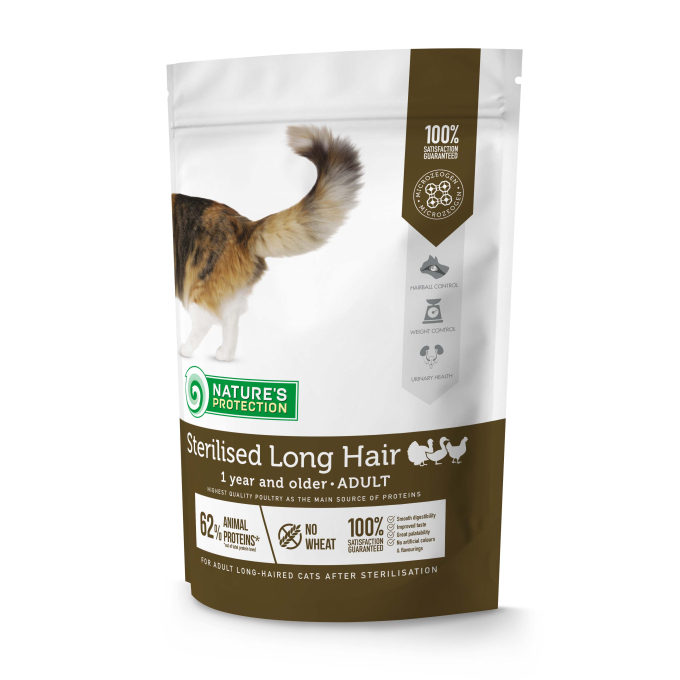 dry food for adult long haired cats after sterilisation with poultry - 0