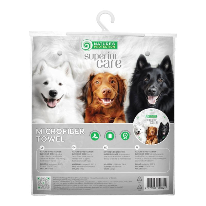 ronde microvezeldoek, uniek ontwerp, met puppies-illustratie en franjes - 2